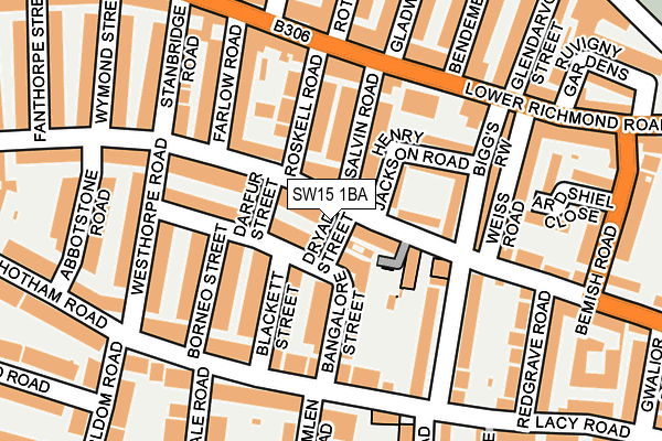 SW15 1BA map - OS OpenMap – Local (Ordnance Survey)