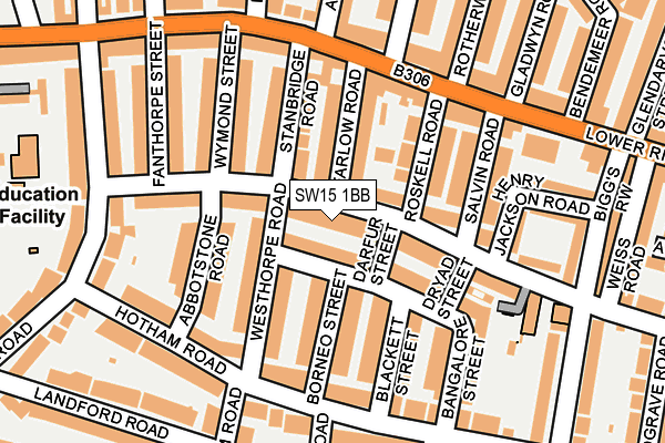 SW15 1BB map - OS OpenMap – Local (Ordnance Survey)