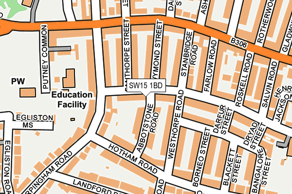 SW15 1BD map - OS OpenMap – Local (Ordnance Survey)