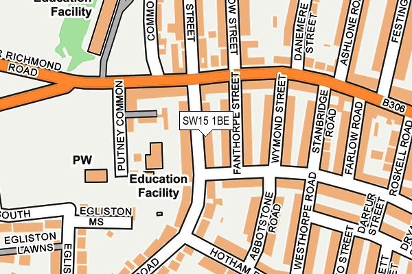 SW15 1BE map - OS OpenMap – Local (Ordnance Survey)