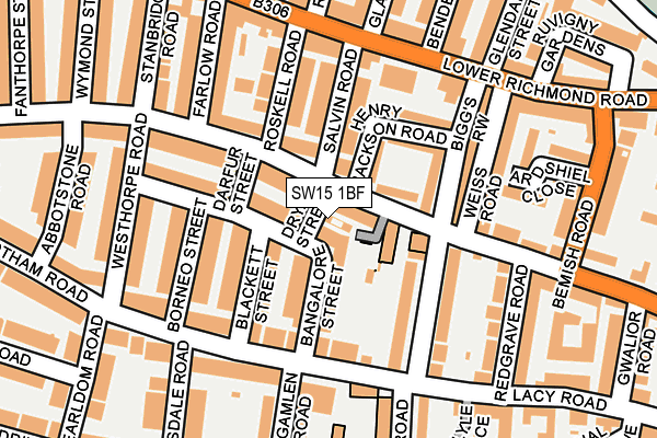 SW15 1BF map - OS OpenMap – Local (Ordnance Survey)