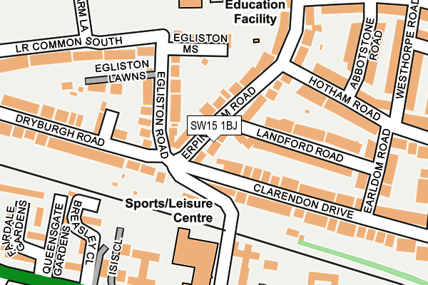 SW15 1BJ map - OS OpenMap – Local (Ordnance Survey)