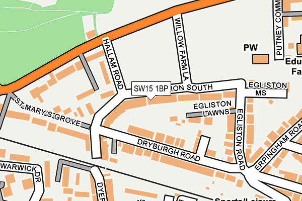 SW15 1BP map - OS OpenMap – Local (Ordnance Survey)