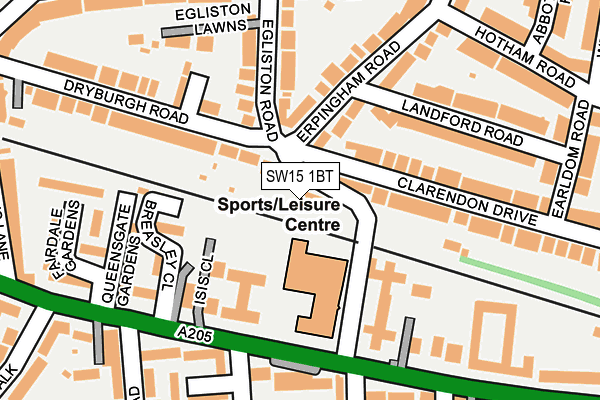 SW15 1BT map - OS OpenMap – Local (Ordnance Survey)