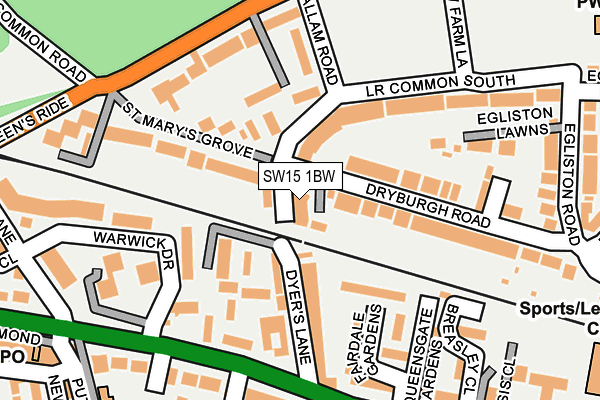 SW15 1BW map - OS OpenMap – Local (Ordnance Survey)