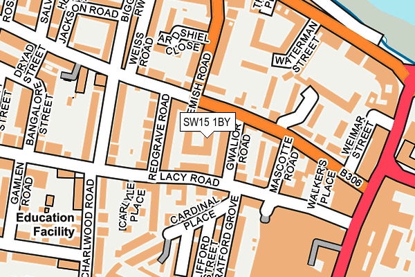 SW15 1BY map - OS OpenMap – Local (Ordnance Survey)