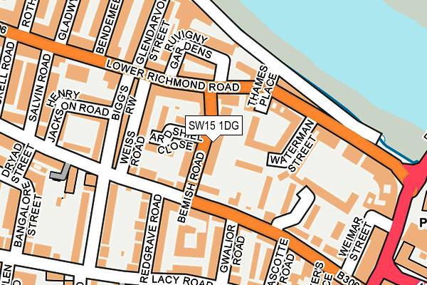 SW15 1DG map - OS OpenMap – Local (Ordnance Survey)