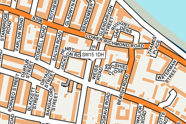 SW15 1DH map - OS OpenMap – Local (Ordnance Survey)