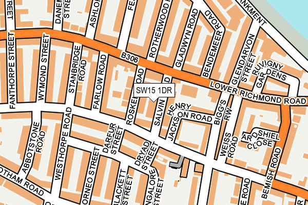 SW15 1DR map - OS OpenMap – Local (Ordnance Survey)