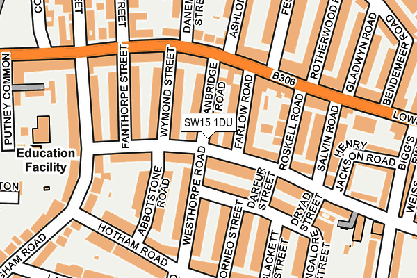 SW15 1DU map - OS OpenMap – Local (Ordnance Survey)