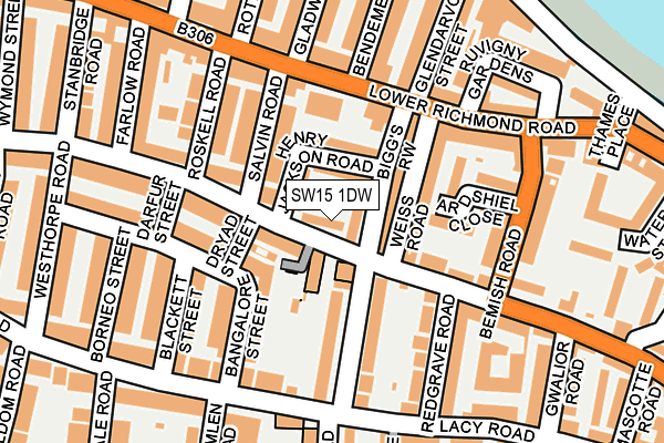 SW15 1DW map - OS OpenMap – Local (Ordnance Survey)