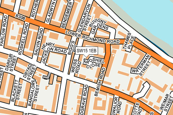 SW15 1EB map - OS OpenMap – Local (Ordnance Survey)