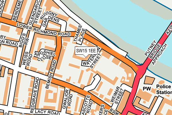 SW15 1EE map - OS OpenMap – Local (Ordnance Survey)