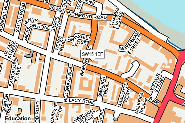 SW15 1EF map - OS OpenMap – Local (Ordnance Survey)