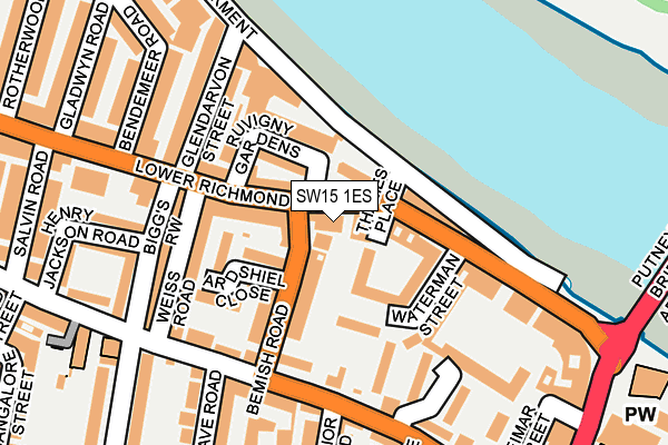 SW15 1ES map - OS OpenMap – Local (Ordnance Survey)