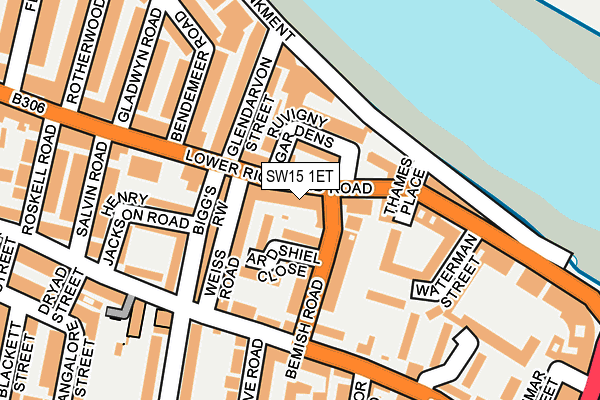 SW15 1ET map - OS OpenMap – Local (Ordnance Survey)