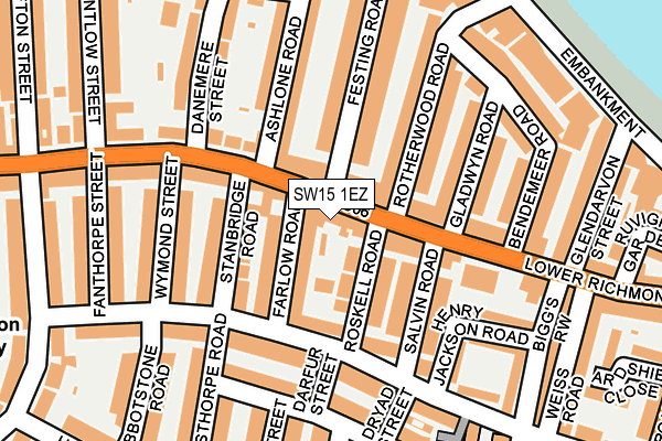 SW15 1EZ map - OS OpenMap – Local (Ordnance Survey)