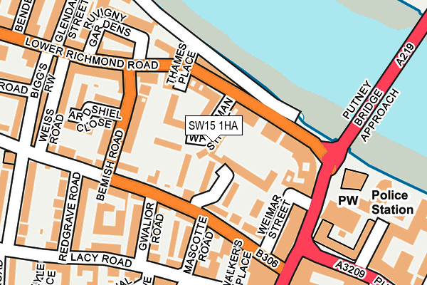 SW15 1HA map - OS OpenMap – Local (Ordnance Survey)