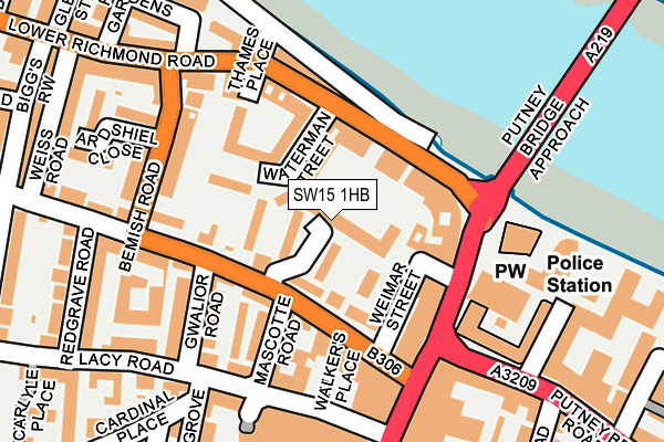 SW15 1HB map - OS OpenMap – Local (Ordnance Survey)