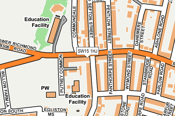 SW15 1HJ map - OS OpenMap – Local (Ordnance Survey)