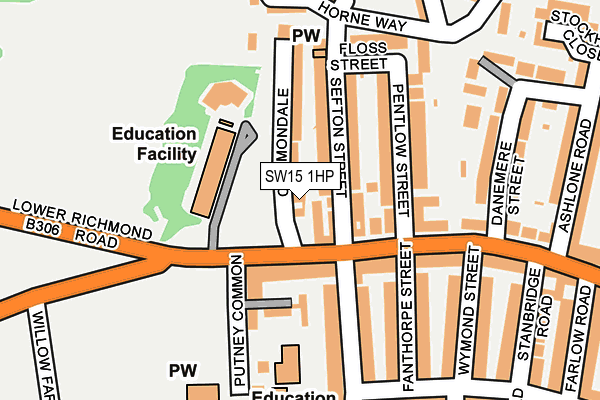 SW15 1HP map - OS OpenMap – Local (Ordnance Survey)