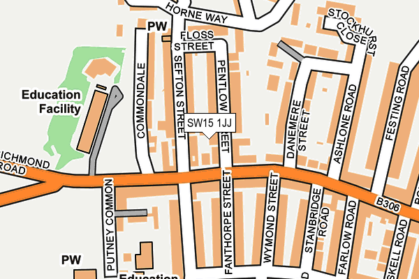 SW15 1JJ map - OS OpenMap – Local (Ordnance Survey)