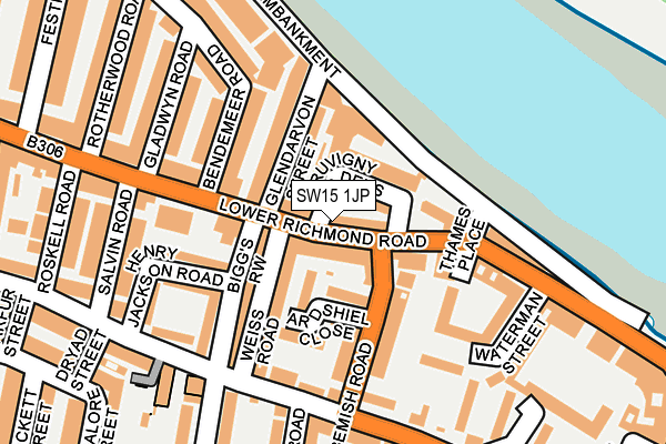 SW15 1JP map - OS OpenMap – Local (Ordnance Survey)