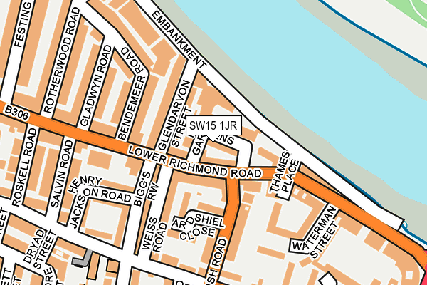 SW15 1JR map - OS OpenMap – Local (Ordnance Survey)