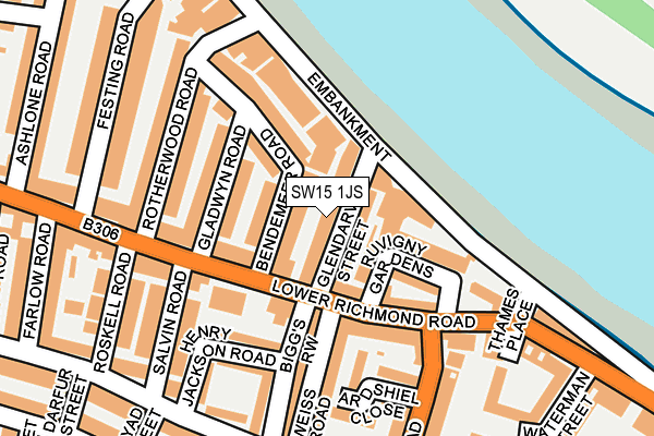 SW15 1JS map - OS OpenMap – Local (Ordnance Survey)