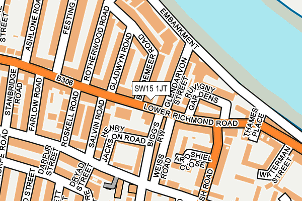 SW15 1JT map - OS OpenMap – Local (Ordnance Survey)