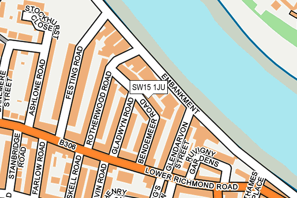 SW15 1JU map - OS OpenMap – Local (Ordnance Survey)