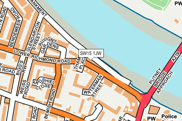 SW15 1JW map - OS OpenMap – Local (Ordnance Survey)