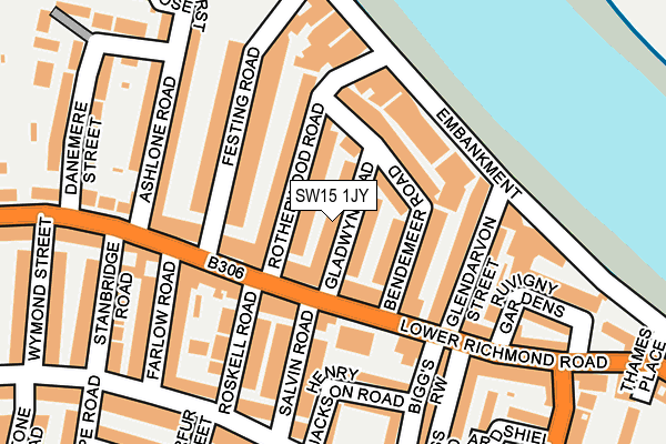 SW15 1JY map - OS OpenMap – Local (Ordnance Survey)