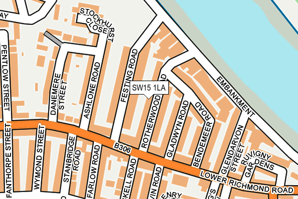 SW15 1LA map - OS OpenMap – Local (Ordnance Survey)