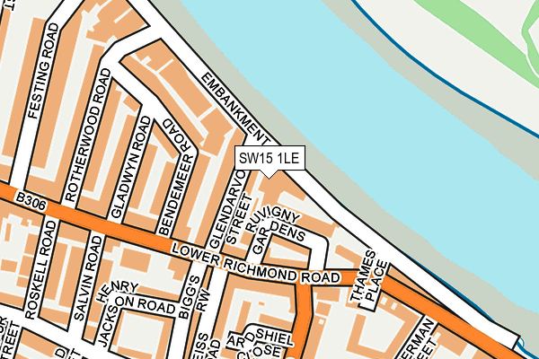 SW15 1LE map - OS OpenMap – Local (Ordnance Survey)