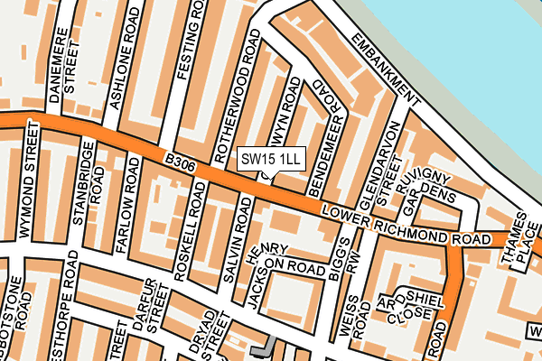 SW15 1LL map - OS OpenMap – Local (Ordnance Survey)