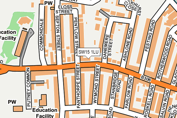 SW15 1LU map - OS OpenMap – Local (Ordnance Survey)