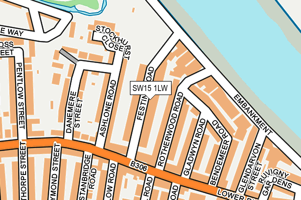 SW15 1LW map - OS OpenMap – Local (Ordnance Survey)