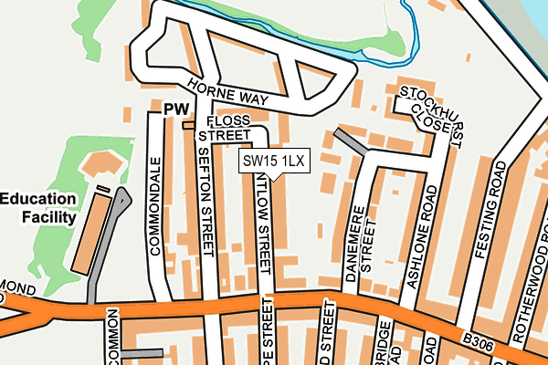 SW15 1LX map - OS OpenMap – Local (Ordnance Survey)