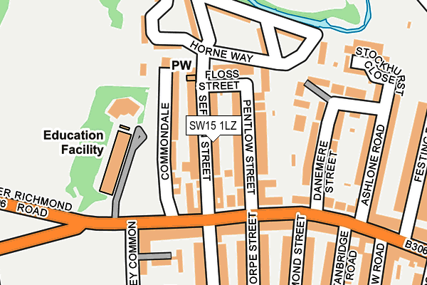 SW15 1LZ map - OS OpenMap – Local (Ordnance Survey)