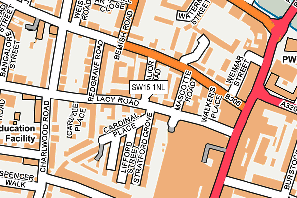 SW15 1NL map - OS OpenMap – Local (Ordnance Survey)