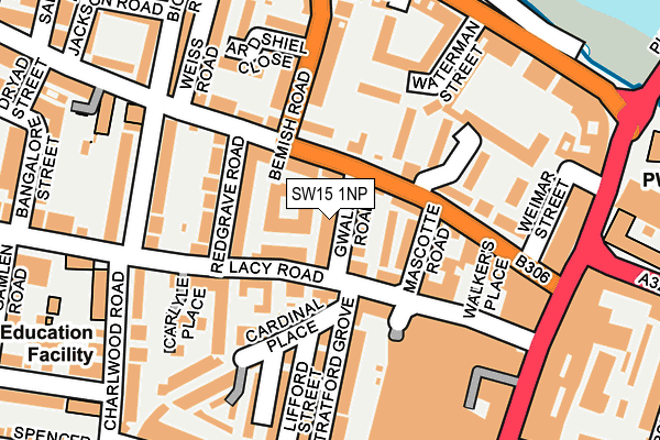 SW15 1NP map - OS OpenMap – Local (Ordnance Survey)