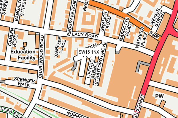 SW15 1NX map - OS OpenMap – Local (Ordnance Survey)