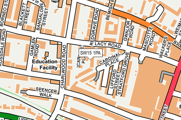 SW15 1PA map - OS OpenMap – Local (Ordnance Survey)