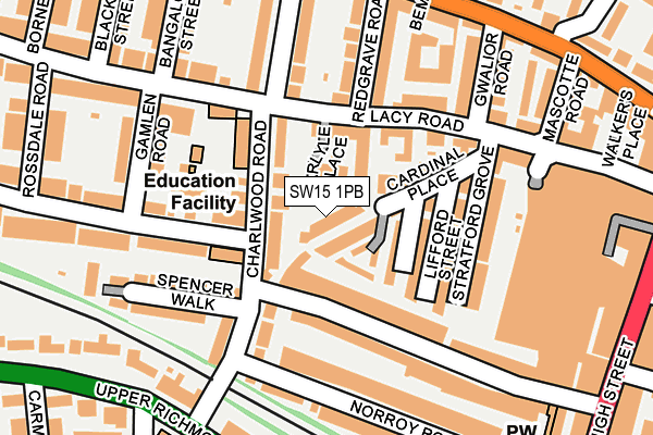 SW15 1PB map - OS OpenMap – Local (Ordnance Survey)