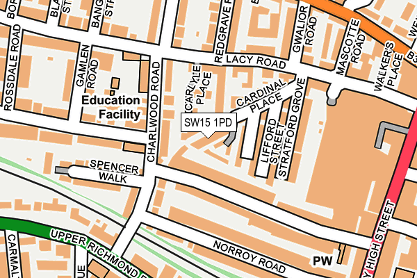 SW15 1PD map - OS OpenMap – Local (Ordnance Survey)