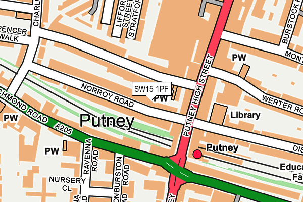 SW15 1PF map - OS OpenMap – Local (Ordnance Survey)