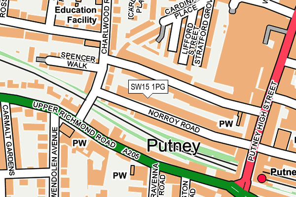 SW15 1PG map - OS OpenMap – Local (Ordnance Survey)