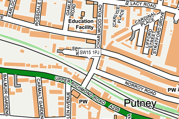 SW15 1PJ map - OS OpenMap – Local (Ordnance Survey)