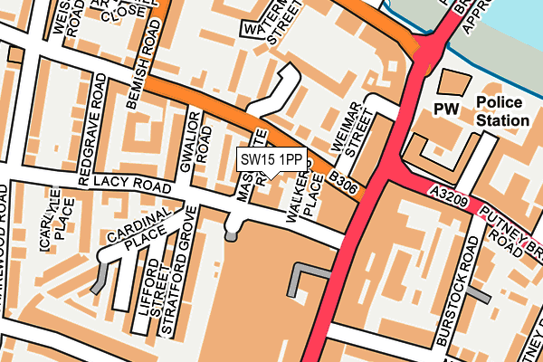 SW15 1PP map - OS OpenMap – Local (Ordnance Survey)